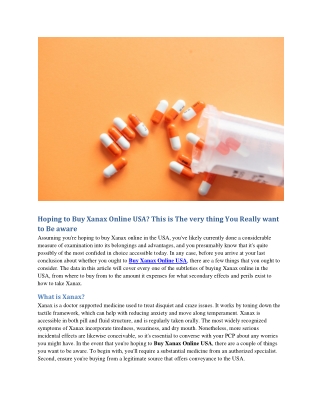 Hoping to Buy Xanax Online USA? This is The very thing You Really want  to Be aw