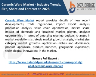 Ceramic Ware Market Analysis, Demand, Strategies, Forecast  including covid19 Impact