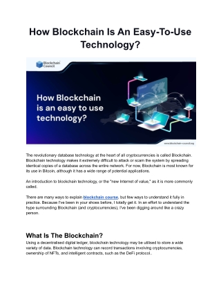 How Blockchain Is An Easy-To-Use Technology ?