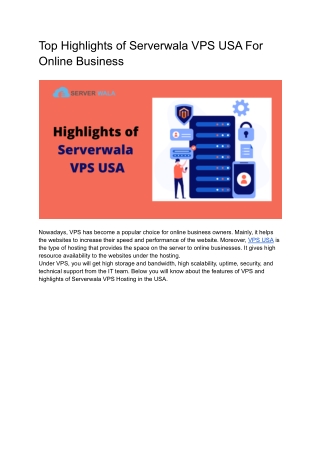 Top Highlights of Serverwala VPS USA For Online Business