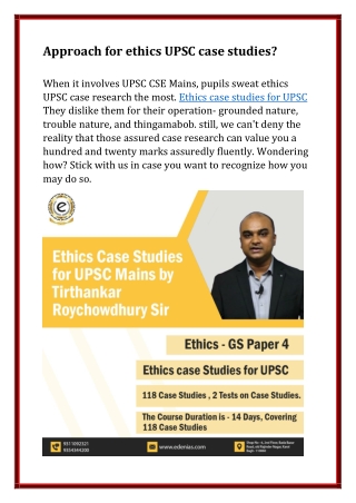 Approach for ethics UPSC case studies?