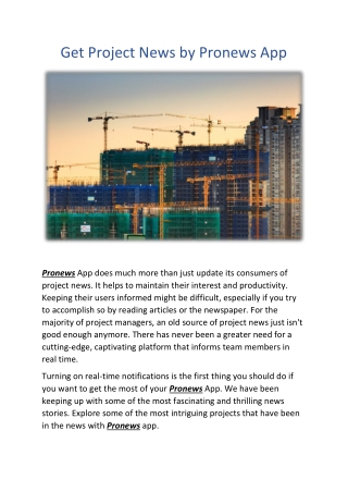 Get Project News by Pronews App