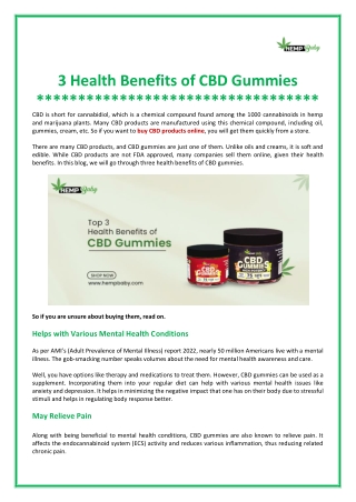 3 Health Benefits of CBD Gummies