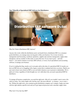 Distribution ERP software Dubai