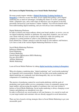 Do Courses in Digital Marketing cover Social Media Marketing