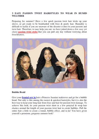 3 EASY PASSION TWIST HAIRSTYLES TO WEAR IN HUMID WEATHER