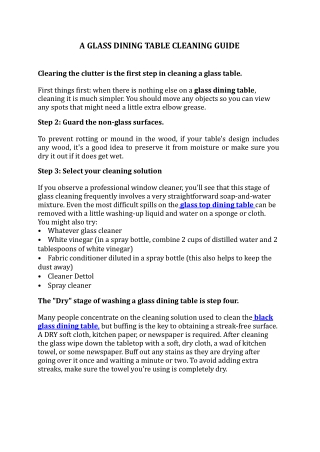 A GLASS DINING TABLE CLEANING GUIDE