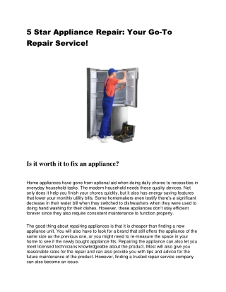 Appliance Repair Near Me | 5 Star Appliance Repair Pro