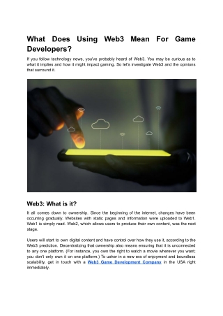 What Does Using Web3 Mean For Game Developers_