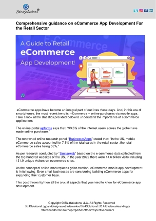 Insights on eCommerce App Development For Retail Businesses!