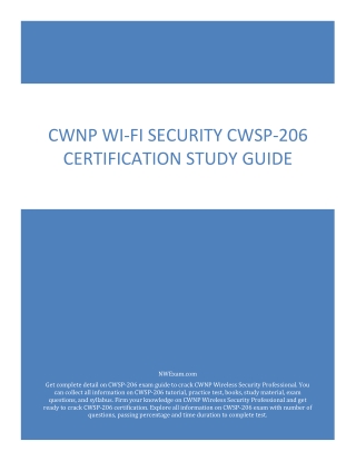 CWNP Wi-Fi Security CWSP-206 Certification Study Guide PDF