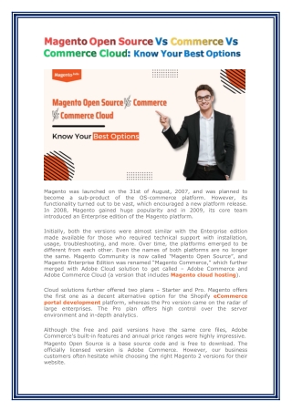 Magento Open Source Vs Commerce Vs Commerce Cloud Know Your Best Options