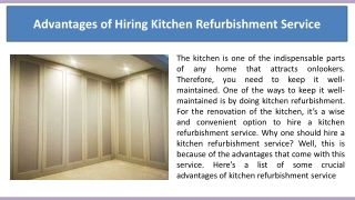 Advantages of Hiring Kitchen Refurbishment Service