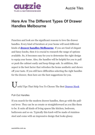Here Are The Different Types Of Drawer Handles Melbourne