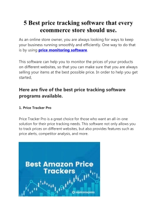 5 Best price tracking software that every ecommerce store should use.