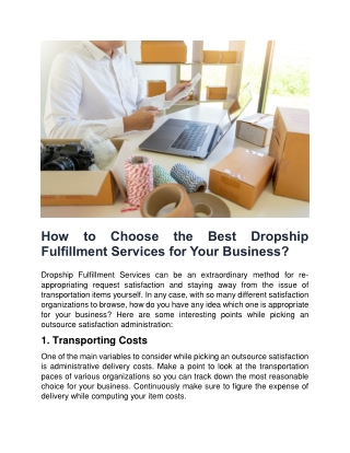 How to Choose the Best Dropship Fulfillment Services for Your Business