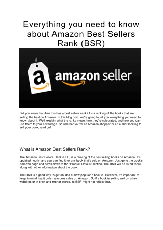Everything you need to know about Amazon Best Sellers Rank (BSR)