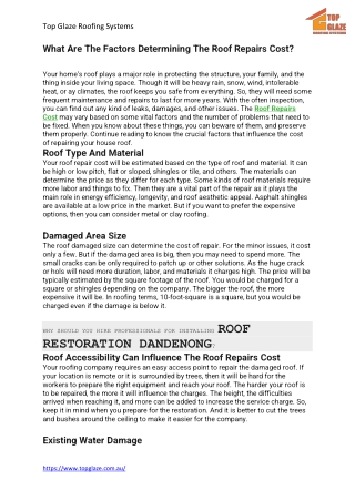 What Are The Factors Determining The Roof Repairs Cost