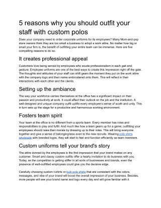 5 reasons why you should outfit your staff with custom polos