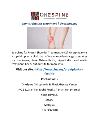 plantar fasciitis treatment  Onespine.my