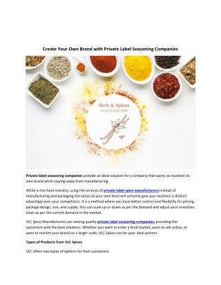 Create Your Own Brand with Private Label Seasoning Companies - VLC
