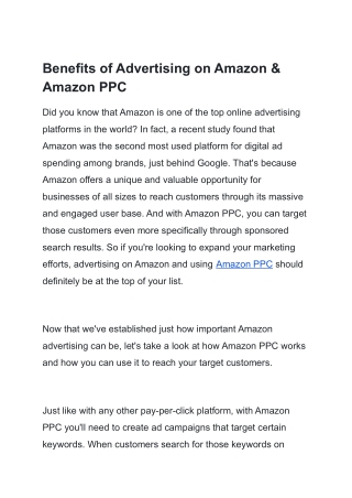 Benefits of Advertising on Amazon & Amazon PPC