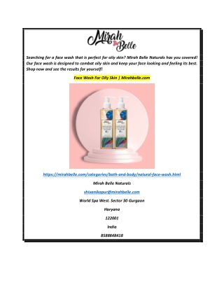 Face Wash For Oily Skin  Mirahbelle.com