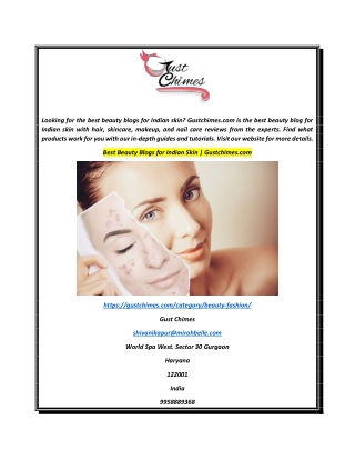 Best Beauty Blogs for Indian Skin  Gustchimes.com