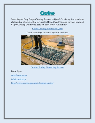 Carpet Cleaning Contractors Qatar | Crestive.qa
