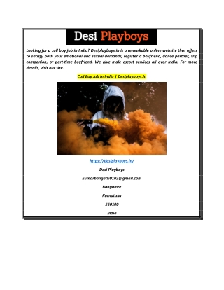 Call Boy Job In India  Desiplayboys.in