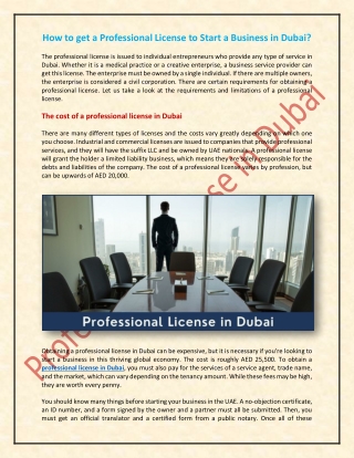 How to get a Professional License to Start a Business in Dubai?