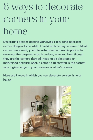 8 ways to decorate corners in your home  Mohit Bansal Chandigarh