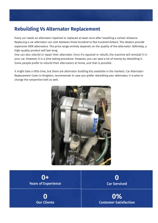 Alternator Replacement Services In Kingston | Car Alternator Replacement Costs I