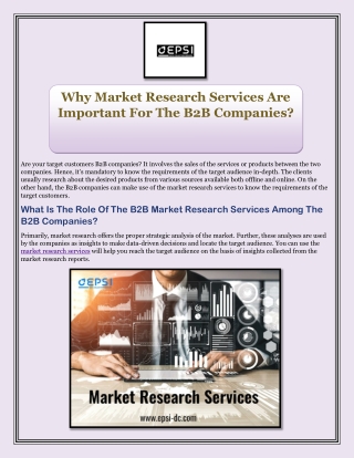 Why Market Research Services Are Important For The B2B Companies