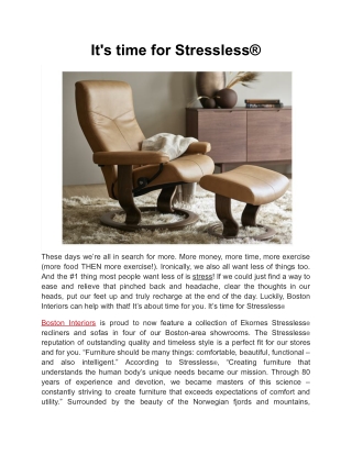 It's time for Stressless®