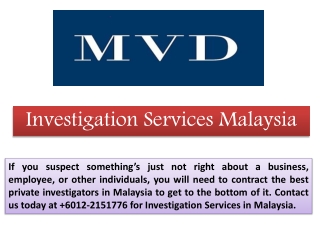 Investigation Services Malaysia