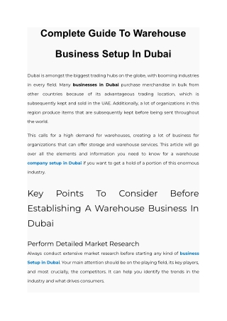 Guide To Warehouse Business Setup in Dubai