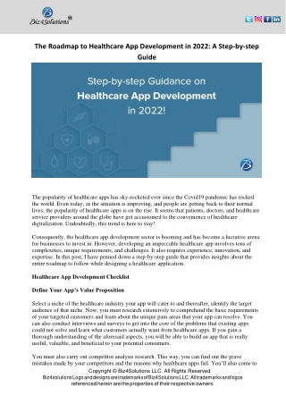 The Roadmap to Healthcare App Development in 2022