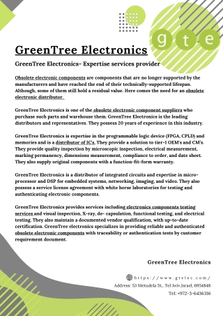 GreenTree Electronics- Expertise services provider