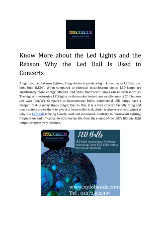 Know More about the Led Lights and the Reason Why the Led Ball Is Used in Concerts