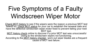 Five Symptoms of a Faulty Windscreen Wiper Motor (1)
