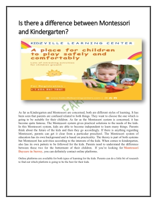 Is there a difference between Montessori and Kindergarten