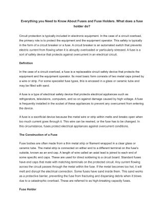 Everything you Need to Know About Fuses and Fuse Holders, What does a fuse holder