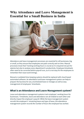 Why Attendance and Leave Management is Essential for a Small Business in India