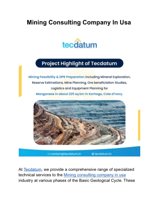 Mining Consulting Company In Usa