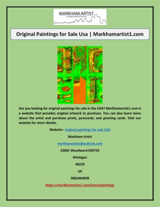 Original Paintings for Sale Usa | Markhamartist1.com