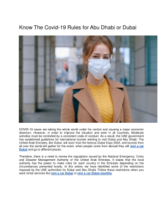 Know The Covid-19 Rules For Abu Dhabi or Dubai