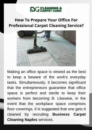 Prepare Your Office For Professional Carpet Cleaning Services?