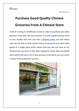 Purchase good quality Chinese groceries from a Chinese Store