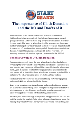 The importance of Cloth Donation and the DO and Don’ts of it